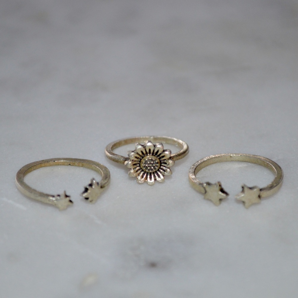 Set of 3 Sunflower and Star Rings (Discounted Shipping🚚)